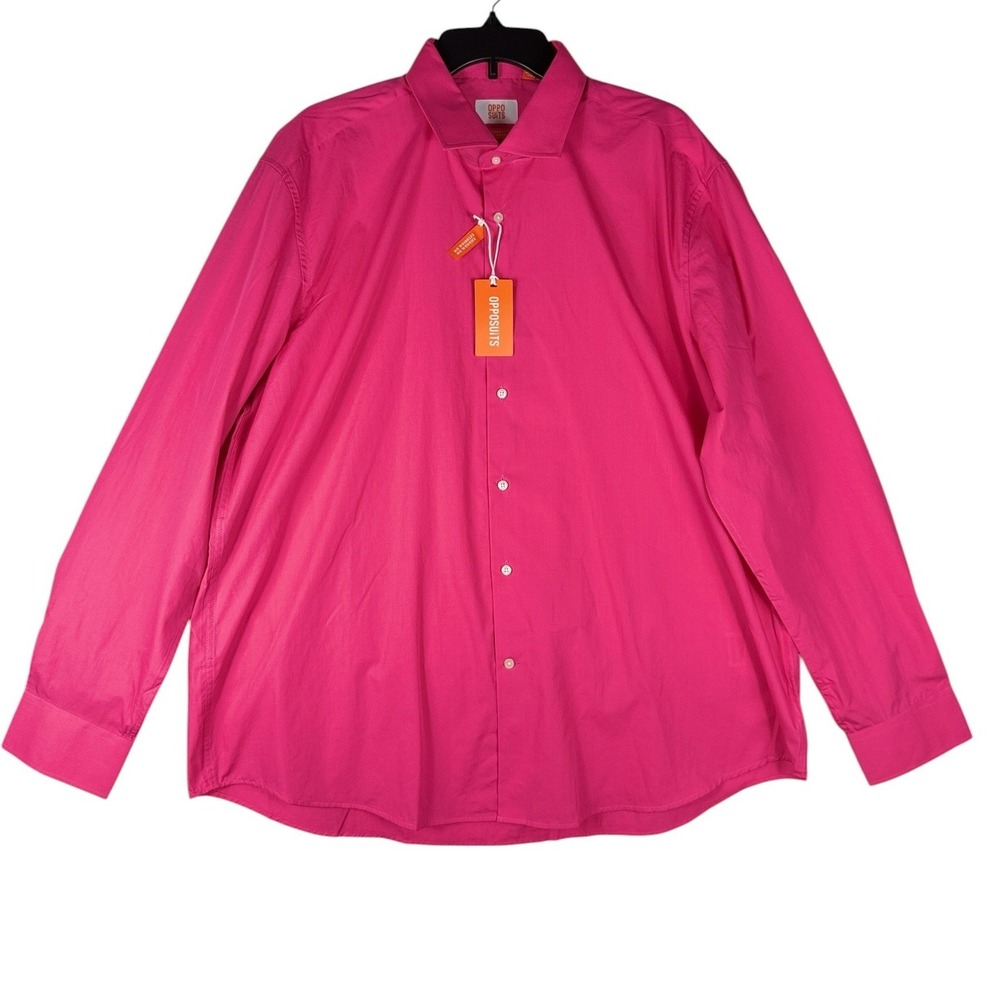 OppoSuits Mr. Pink Mens Shirt LS Tailored Fit Hot Pink Long Sleeve Button Up 2XL
